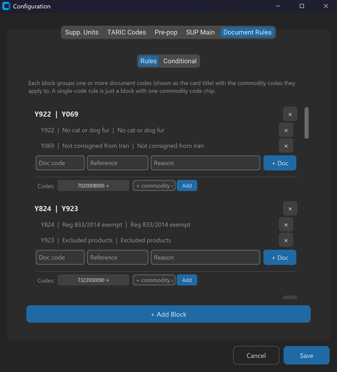 TSS Automation – Document Rules configuration